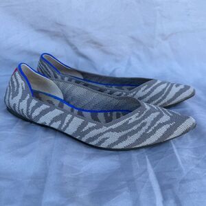 Womens 7 Rothy's Shoes | Rothy's The Point in Grey Zebra Flats RETIRED
